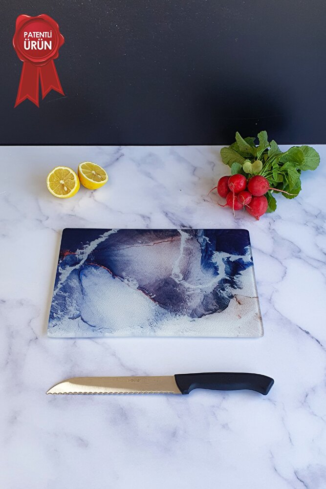 Cam Kesme Tahtası - Cam Kesme Tablası | Buzlu Cam - Ocean | 20cm X 30cm