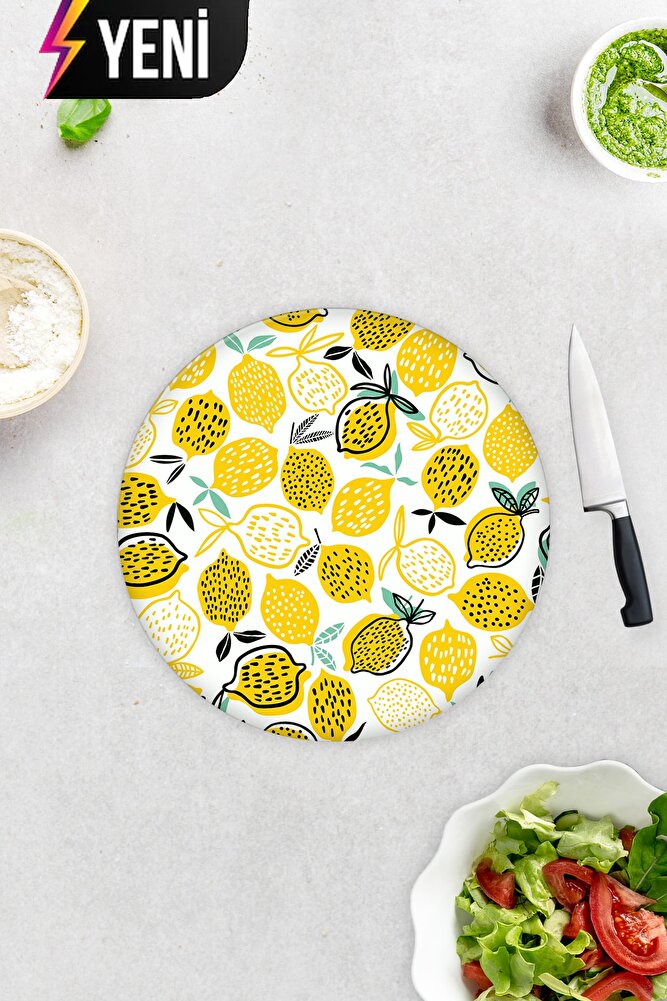 Sarı Limonlar | Cam Kesme Tahtası - Cam Kesme Tablası | 20cm x 30cm