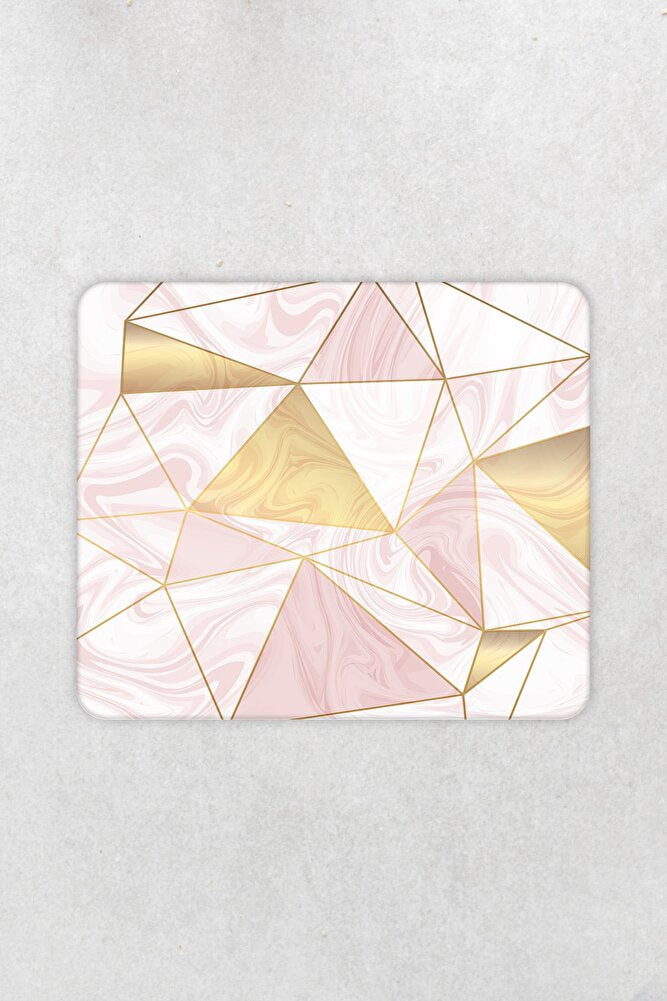 Altın Pembe Geometrik Desenli | Sunum Camı | 29cm X 34cm