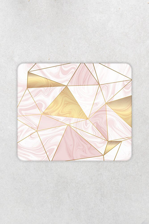 Altın Pembe Geometrik Desenli | Sunum Camı | 29cm X 34cm
