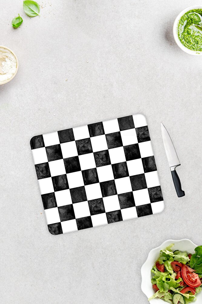 Damalı Desen | Cam Kesme Tahtası - Cam Kesme Tablası | 29cm X 34cm