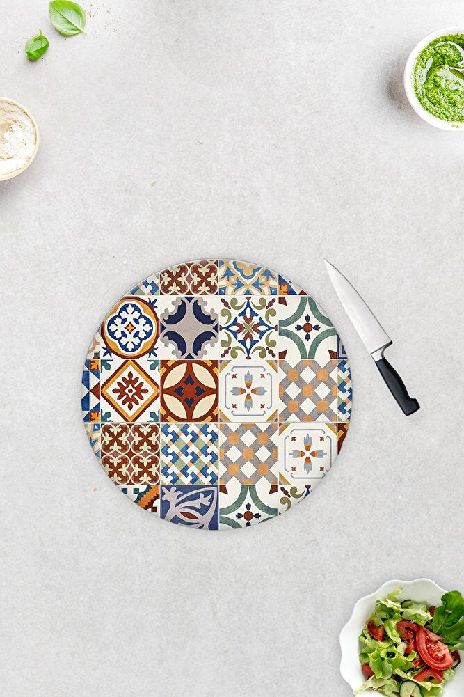 Çini Desen | Cam Kesme Tahtası - Cam Kesme Tablası | Çap32cm