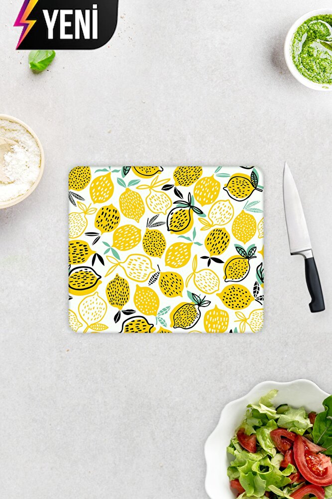 Sarı Limonlar | Cam Kesme Tahtası - Cam Kesme Tablası | 20cm x 30cm