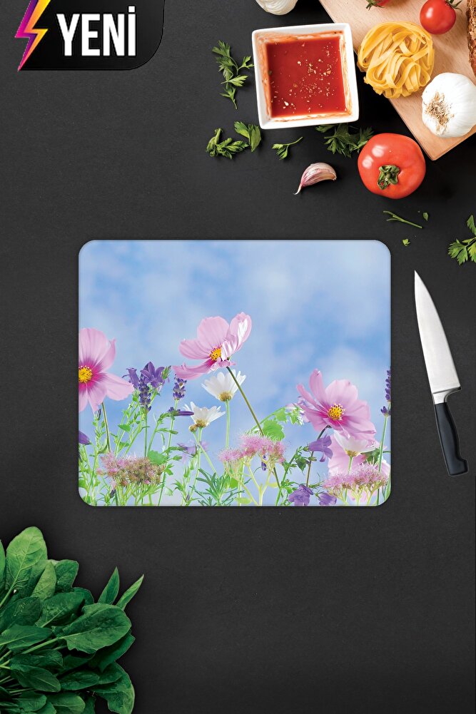 Cam Kesme Tahtası - Cam Kesme Tablası | Menekşe Desenli | 30cm X 40cm