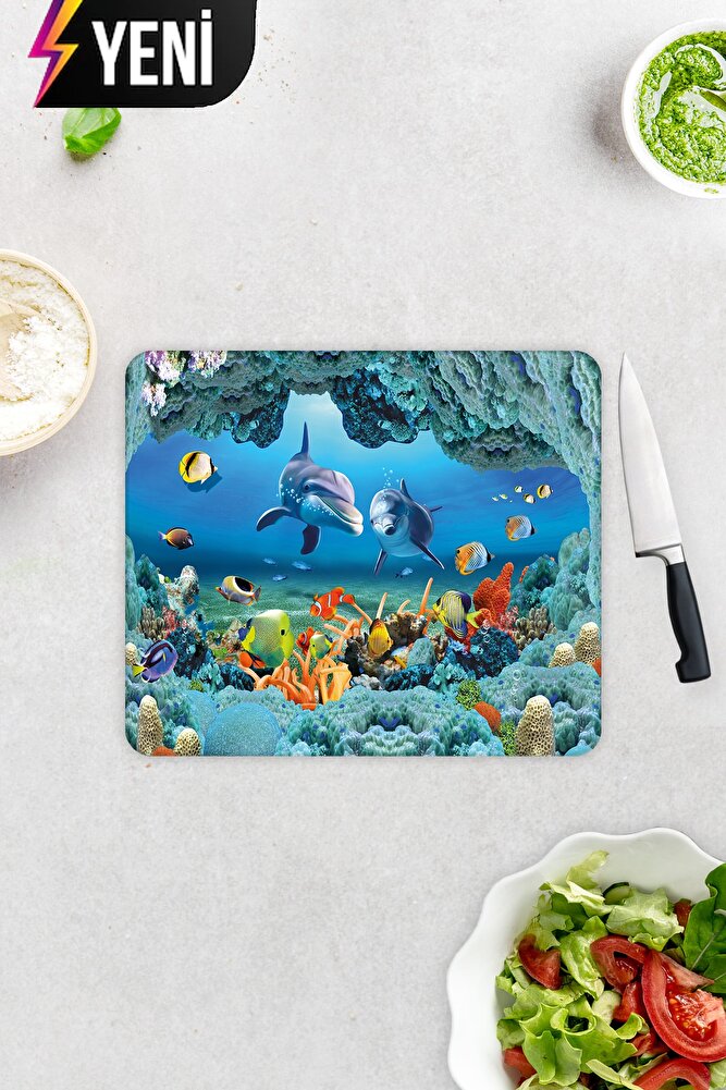 Akvaryum Desenli | Cam Kesme Tahtası - Cam Kesme Tablası | 20cm x 30cm