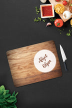 Afiyet Olsun | Ahşap Görünümlü | Cam Kesme Tahtası - Cam Kesme Tablası | 30cm X 40cm