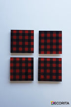 Cam Bardak Altlığı | 4'lü Takım Ekose Desen | 10cm X 10cm