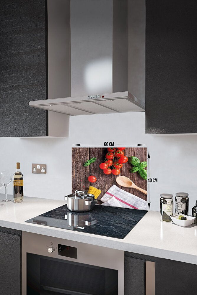 Decoita Cam Ocak Arkası Koruyucu | Ahşap Ve Sebzeler | 40cm X 60cm