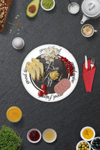 2'li Takım | Cam Tabak - Kahvaltı Tabağı - Pasta Tabağı | Good Food - Siyah Fon | 29cm X 34cm