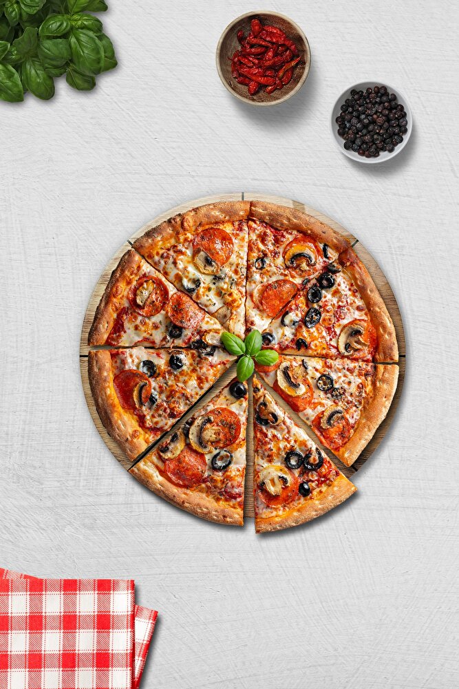 Pizza Servis Tabağı | Supreme Mermer | Mottolu Pizza Tabağı | Çap 32cm
