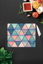 Renkli Mandala Desenli | Cam Kesme Tahtası - Cam Kesme Tablası | 29 cm x 34 cm