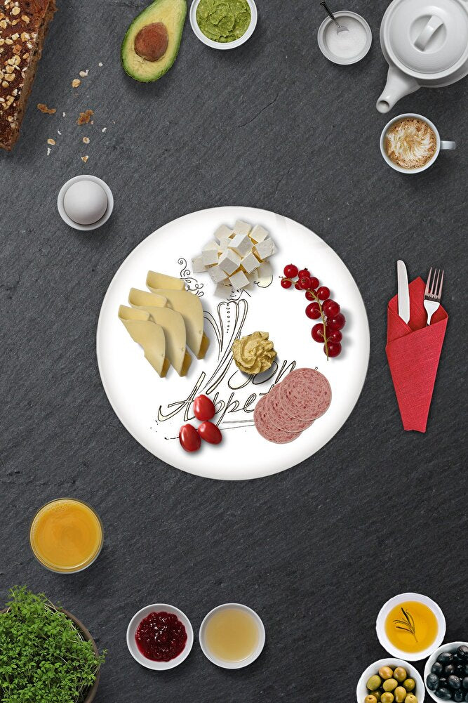 2'li Takım | Cam Tabak - Kahvaltı Tabağı - Pasta Tabağı | Bon Appetit -şef | 29cm X 34cm