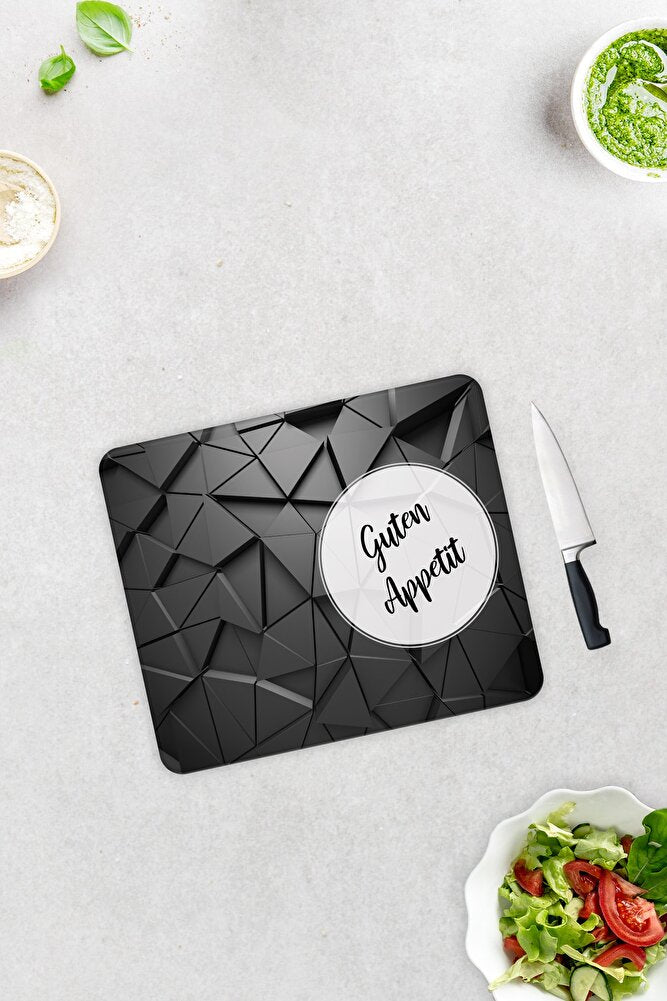 Guten Appetit | Antrasit Kristal | Cam Kesme Tahtası - Cam Kesme Tablası | 29cm X 34cm
