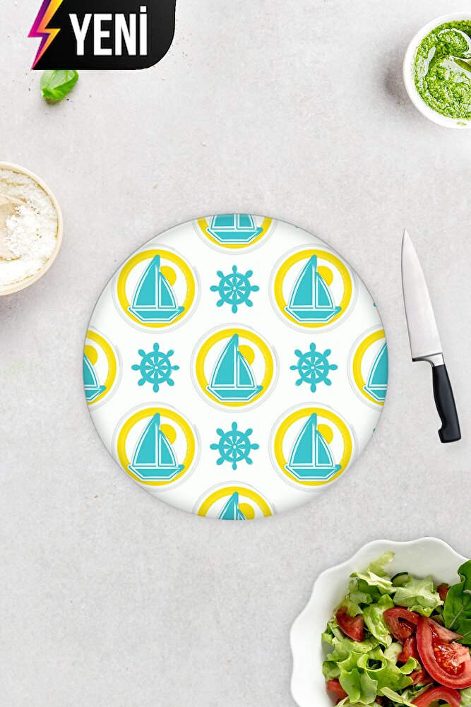 Yelken Desenli | Cam Kesme Tahtası - Cam Kesme Tablası | 29cm x 34cm