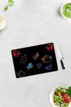 Renkli Tahta | Cam Kesme Tahtası - Cam Kesme Tablası | Siyah Fon | 20cm X 30cm