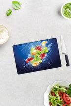 Köpüklü Meyveler | Cam Kesme Tahtası - Cam Kesme Tablası | 29 cm x 34 cm
