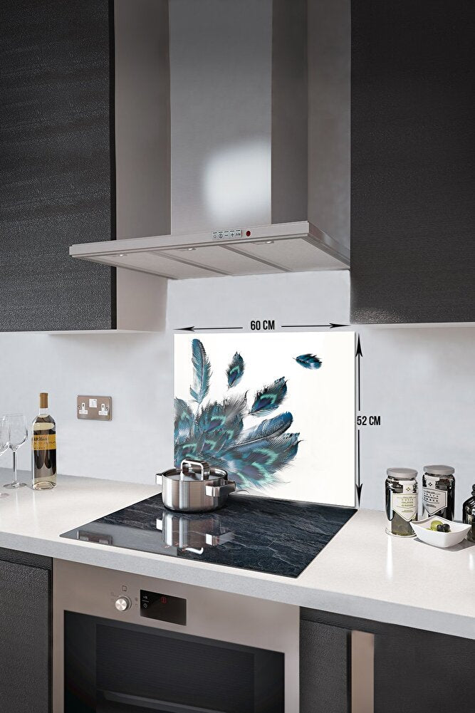 Cam Ocak Arkası Koruyucu | Plumas Desen | 40cm X 60cm