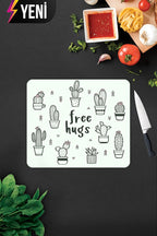 Free Hugs | Cam Kesme Tahtası - Cam Kesme Tablası | Çap 32cm