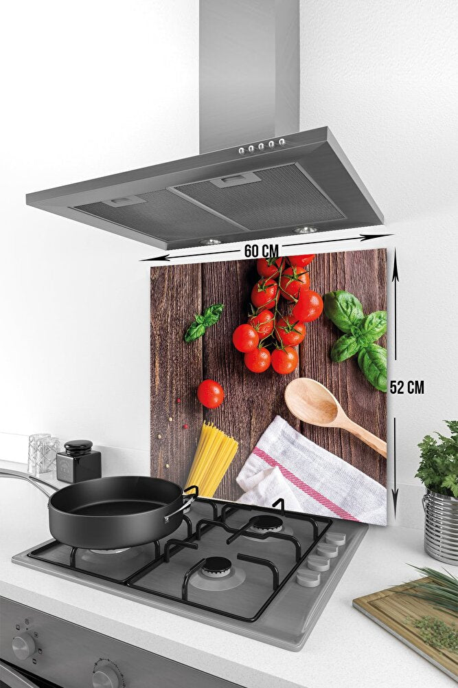 Decoita Cam Ocak Arkası Koruyucu | Ahşap Ve Sebzeler | 40cm X 60cm