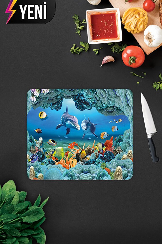 Akvaryum Desenli | Cam Kesme Tahtası - Cam Kesme Tablası | 20cm x 30cm