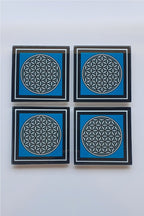 Cam Bardak Altlığı | 4'lü Takım Yaşam Çiçeği | 10cm X 10cm