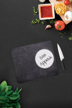 Bon Appetit | Karatahta Görünümlü |Cam Kesme Tahtası -  Cam Kesme Tablası | 29cm x 34cm