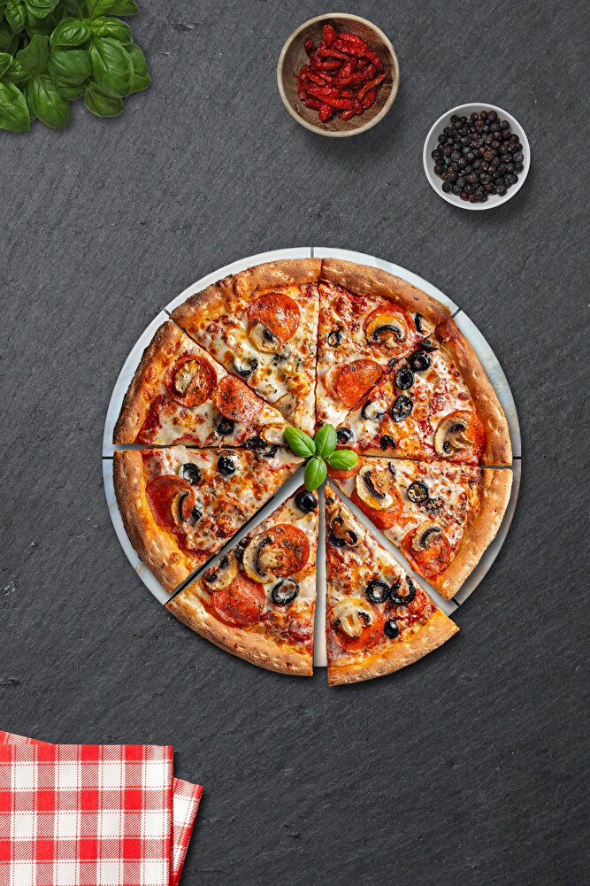 Pizza Servis Tabağı | Supreme Mermer | Mottolu Pizza Tabağı | Çap 32cm