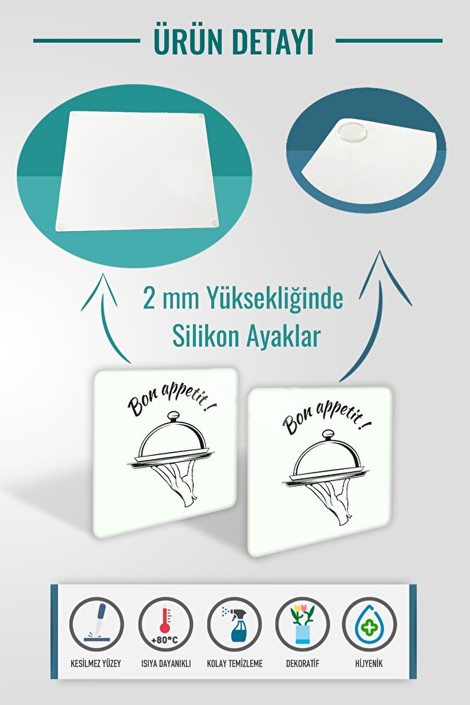 2'li Takım | Cam Tabak - Kahvaltı Tabağı - Pasta Tabağı | Bon Appetit -servis | 29cm X 34cm