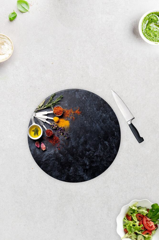 Baharat Çeşnisi | Cam Kesme Tahtası - Cam Kesme Tablası | 29cm X 34cm