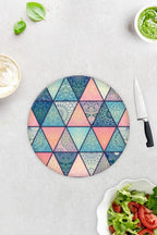 Renkli Mandala Desenli | Cam Kesme Tahtası - Cam Kesme Tablası | 29 cm x 34 cm