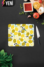 Sarı Limonlar | Cam Kesme Tahtası - Cam Kesme Tablası | 20cm x 30cm