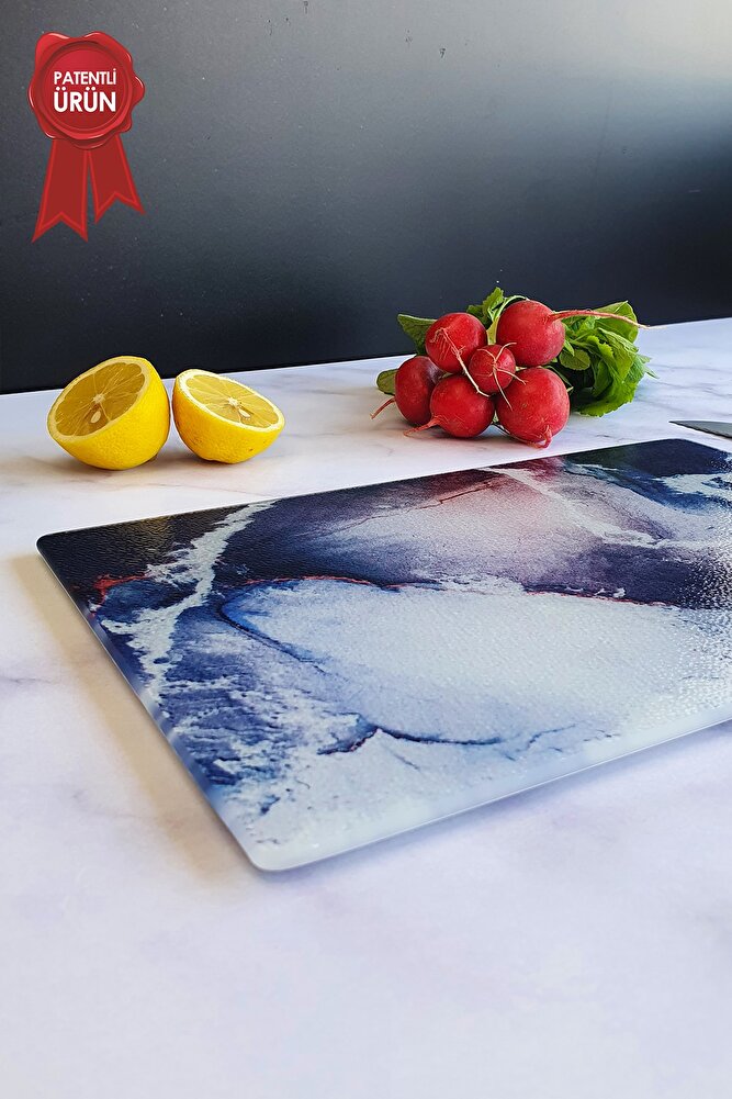 Cam Kesme Tahtası - Cam Kesme Tablası | Buzlu Cam - Ocean | 20cm X 30cm