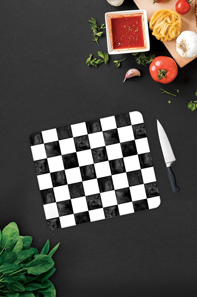 Damalı Desen | Cam Kesme Tahtası - Cam Kesme Tablası | 29cm X 34cm