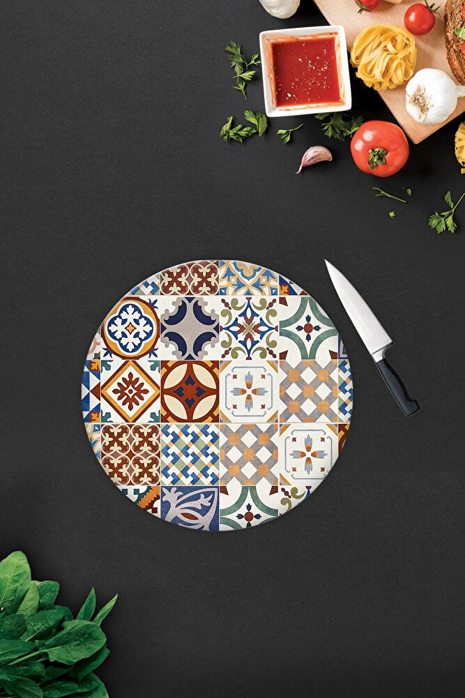 Çini Desen | Cam Kesme Tahtası - Cam Kesme Tablası | Çap32cm