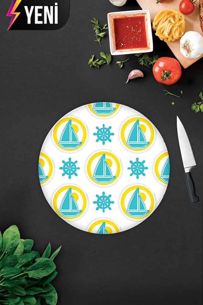 Yelken Desenli | Cam Kesme Tahtası - Cam Kesme Tablası | 29cm x 34cm
