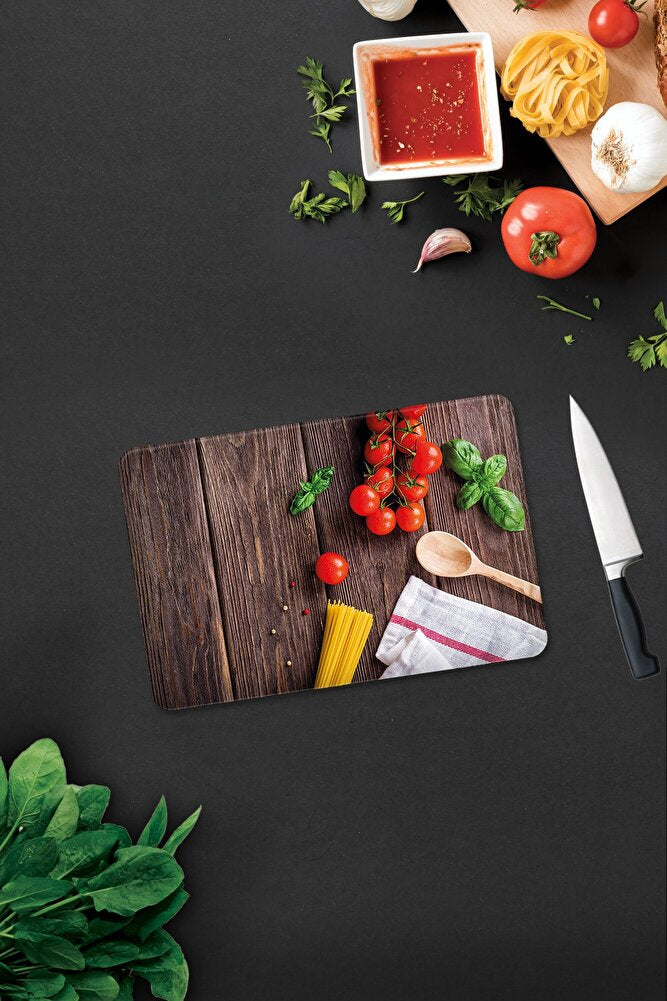Cam Kesme Tahtası - Cam Kesme Tablası | Ahşap Ve Sebzeler | 20cm X 30cm