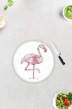 Flamingo Desen | Cam Kesme Tahtası - Cam Kesme Tablası | Daire Çap 32cm