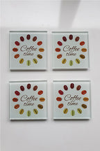 Cam Bardak Altlığı | 4'lü Takım Coffee Time | 10cm X 10cm