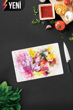 Renkli Sonbahar | Cam Kesme Tahtası - Cam Kesme Tablası | 29cm x 34cm