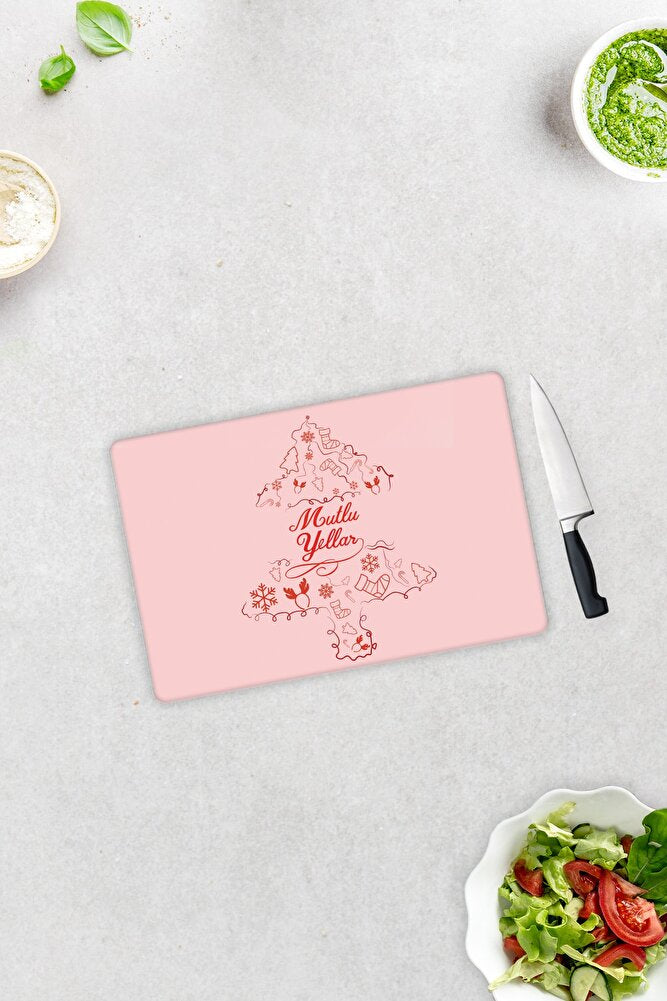 Mutlu Yıllar | Cam Kesme Tahtası - Cam Kesme Tablası | 20cm x 30cm