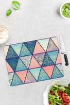 Renkli Mandala Desenli | Cam Kesme Tahtası - Cam Kesme Tablası | 29 cm x 34 cm