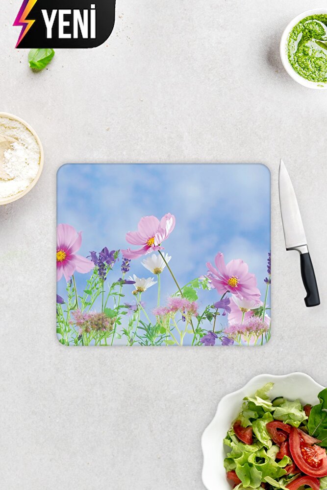Cam Kesme Tahtası - Cam Kesme Tablası | Menekşe Desenli | 30cm X 40cm