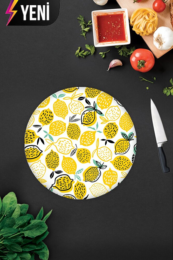 Sarı Limonlar | Cam Kesme Tahtası - Cam Kesme Tablası | 20cm x 30cm