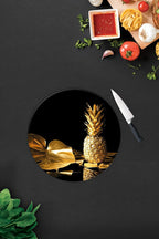 Altın Ananas | Cam Kesme Tahtası - Cam Kesme Tablası | Çap32 Cm