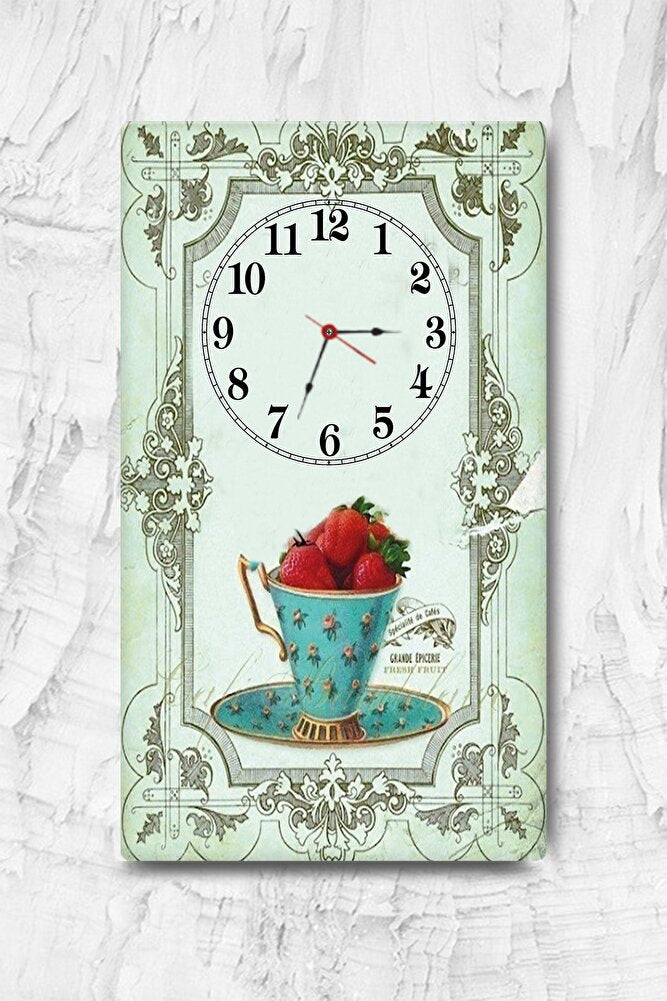 Mint Yeşili Vintage Dokulu  | Dekoratif Cam Duvar Saati