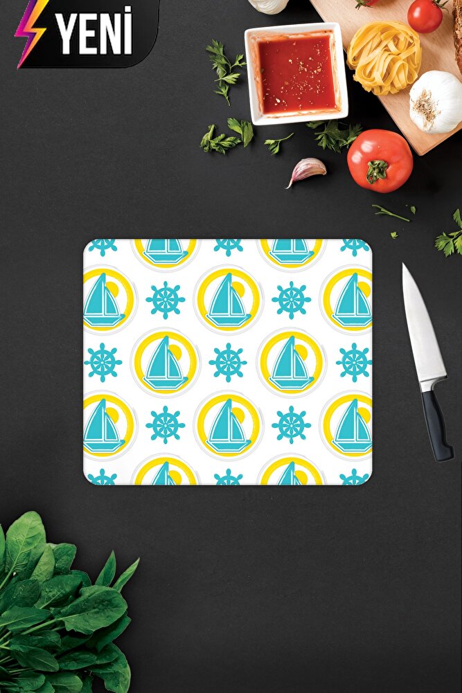 Yelken Desenli | Cam Kesme Tahtası - Cam Kesme Tablası | 29cm x 34cm