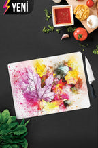 Renkli Sonbahar | Cam Kesme Tahtası - Cam Kesme Tablası | 29cm x 34cm