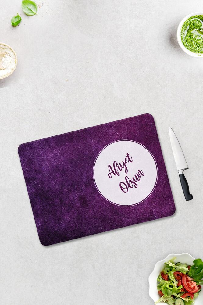 Afiyet Olsun | Mor Doku | Cam Kesme Tahtası - Cam Kesme Tablası | 30cm X 40cm