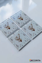 Cam Bardak Altlığı | 4'lü Takım Cervus Deer | 10cm X 10cm