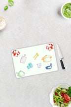 Renkli Tahta | Cam Kesme Tahtası - Cam Kesme Tablası | Beyaz Fon | 20cm X 30cm